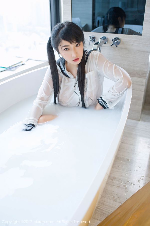 Panpan Dragon Girl Sunny "Vêtements d'étudiant de bain de lait + Vêtements d'étudiant transparents + Patch de mamelon noir" [Hideto XiuRen] NO.853